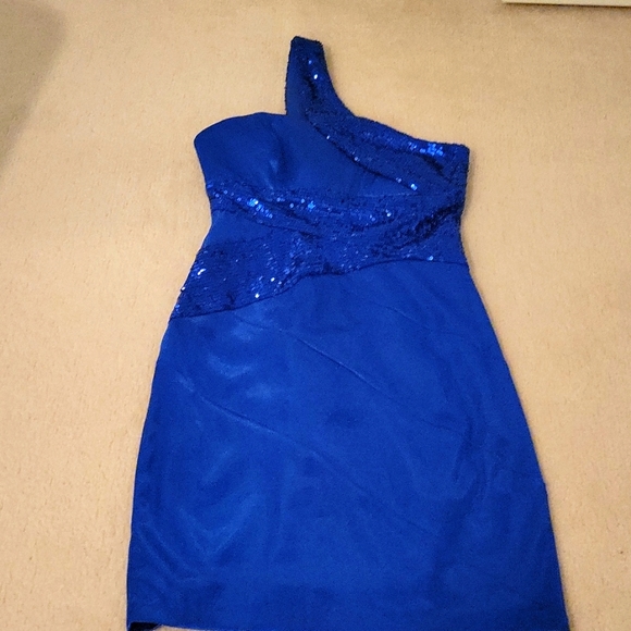 Blue one shoulder party dress - Picture 1 of 2